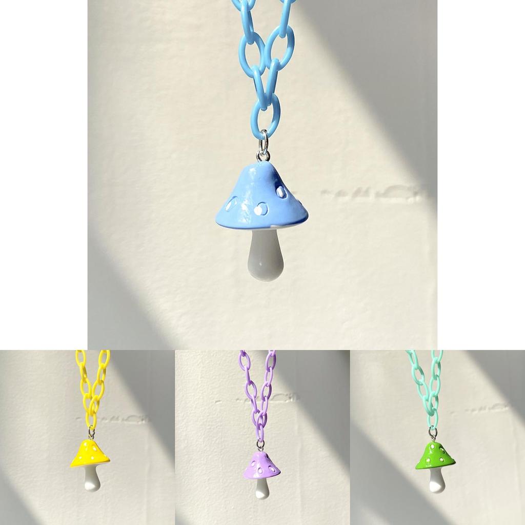 Colorful Resin Mushroom Necklace For Women Stunning Geometric Style Fashion Jewelry