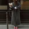 Women's Pinstripe Long Coat Notched Lapel Single Breasted Pockets Loose Fit Casual Elegant Outerwear