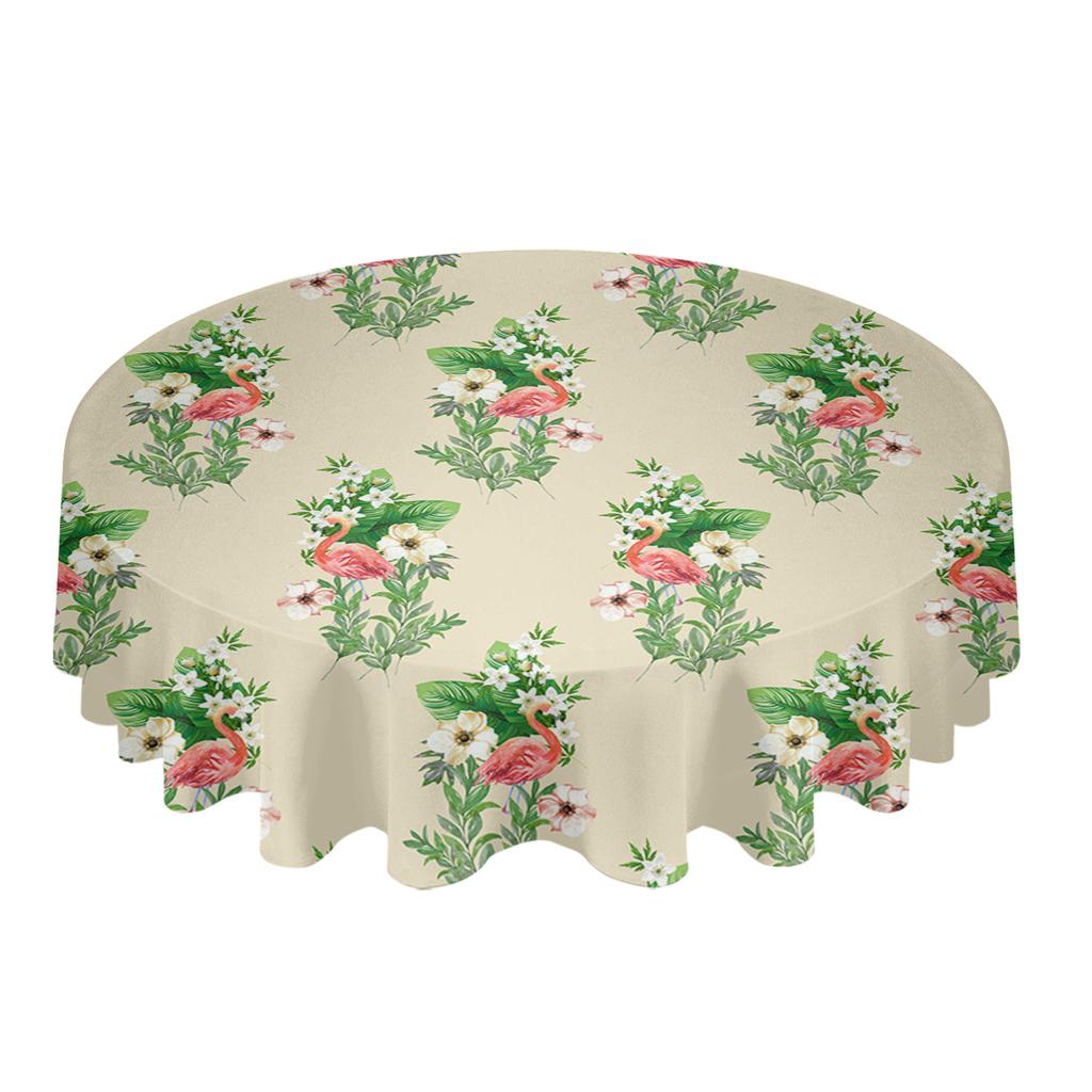 Animals Flamingo Leaves Flowers Round Table Cloth Festival Dining Waterproof Tablecloth Table Cover For Wedding Party Decor