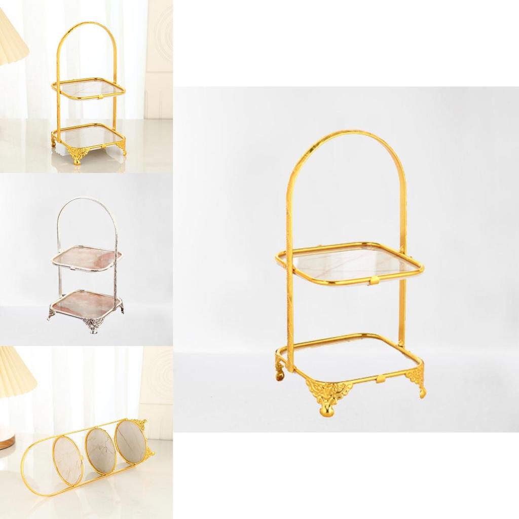 Multilayer Food Tray Organizer With Gold Finish For Home And Gift Use