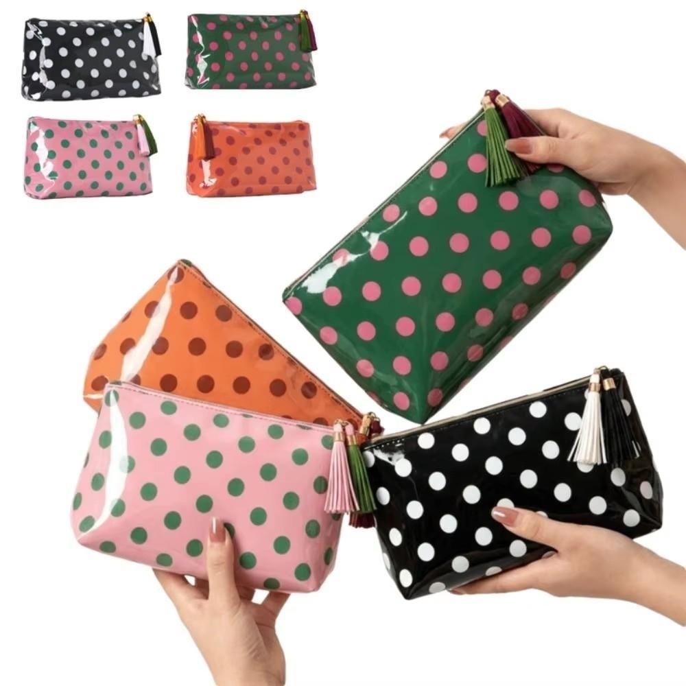 PVC Polka Dot Makeup Bag Polka Dot Travel Toiletry Bag Cosmetics Organizer Vacation