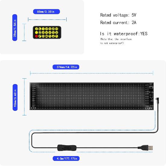Devil Eyes Light For Car & Truck Windshield | 14.7X3.6In Programmable Flex, APP /DIY, Animated Car Decor