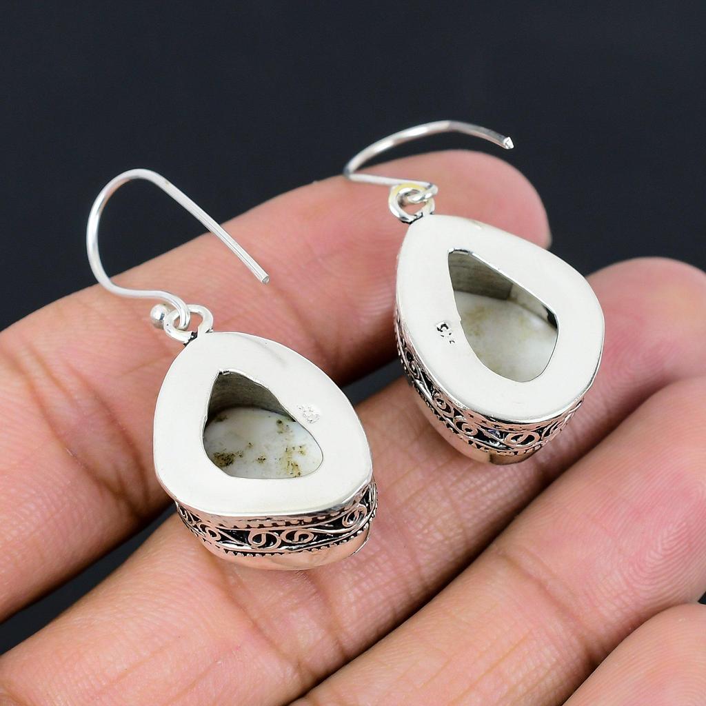 Geschenk für Sie Natürlicher Regenbogenmondstein Tropfen-/Hänge-Vintage-Ohrringe 925er Silber