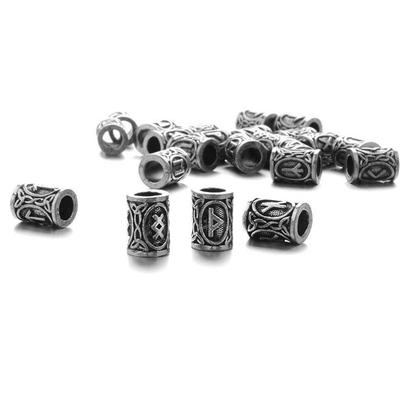 24 Stück Nordische Wikinger Runen Perlen Anhänger Schmuckherstellung DIY Haar Bart Armband Halskette Zubehör