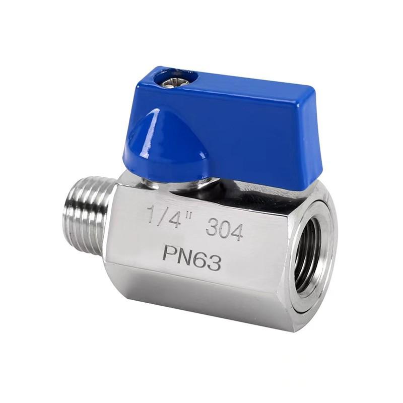 Mini Valvola a Sfera: Acciaio Inossidabile 304/316, Filettatura M/F da 1/8", Doppio Maschio da 1/4", Doppio Femmina da 3/8", Tipo Pagoda.