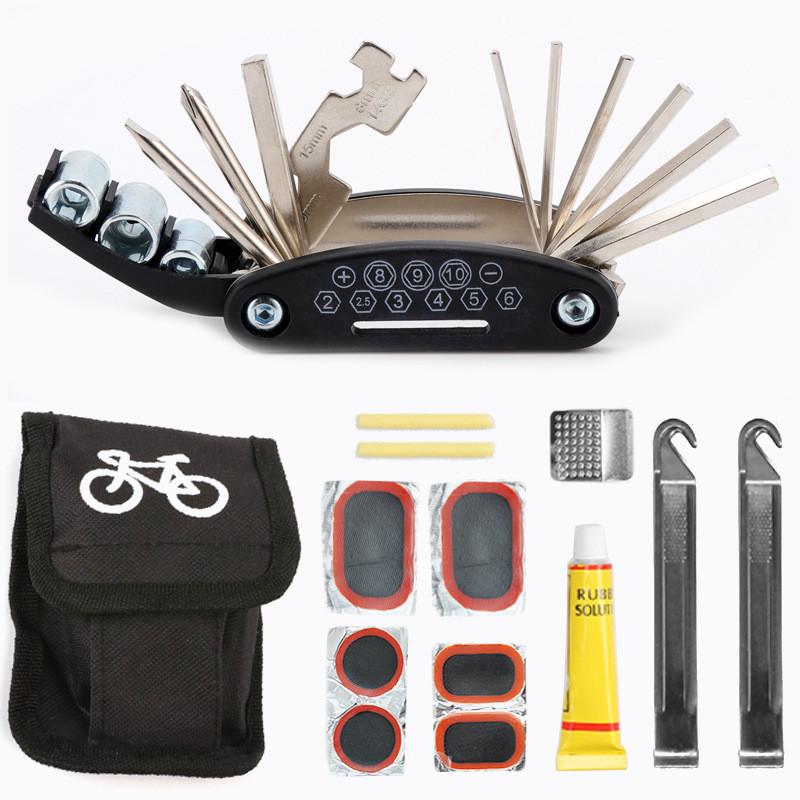 Bicycle Repair Kit 16 In 1 Multitool Set For Mountain And Road Bike Maintenance