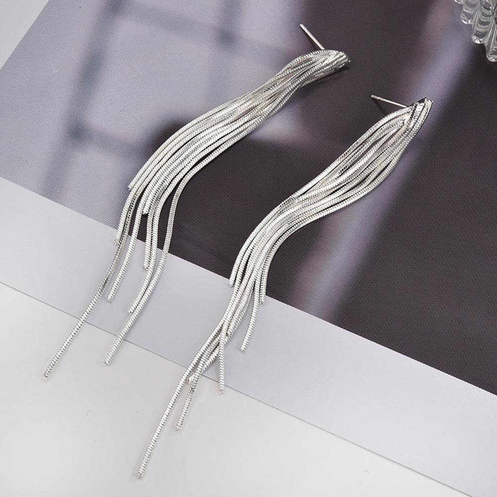 SUMENG 2024 New Gold Color Silver  Long Hanging Earrings Metal Tassel Ethnic Drop  for Women Fashion Jewelry Gifts