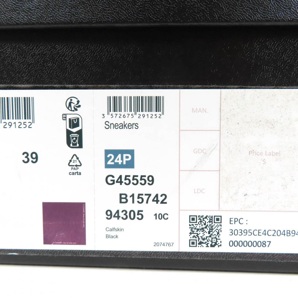 Great CHANEL Sneakers COCO Mark Leather Slip-Ons Black Leather Women 39 24P G45559 Used