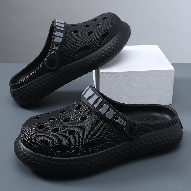 Hole Shoes Men's Summer Outer Wear Heightening Wear-resistant Non-slip Bag Head Drag EV Deodorant Breathable Fashion Sandals