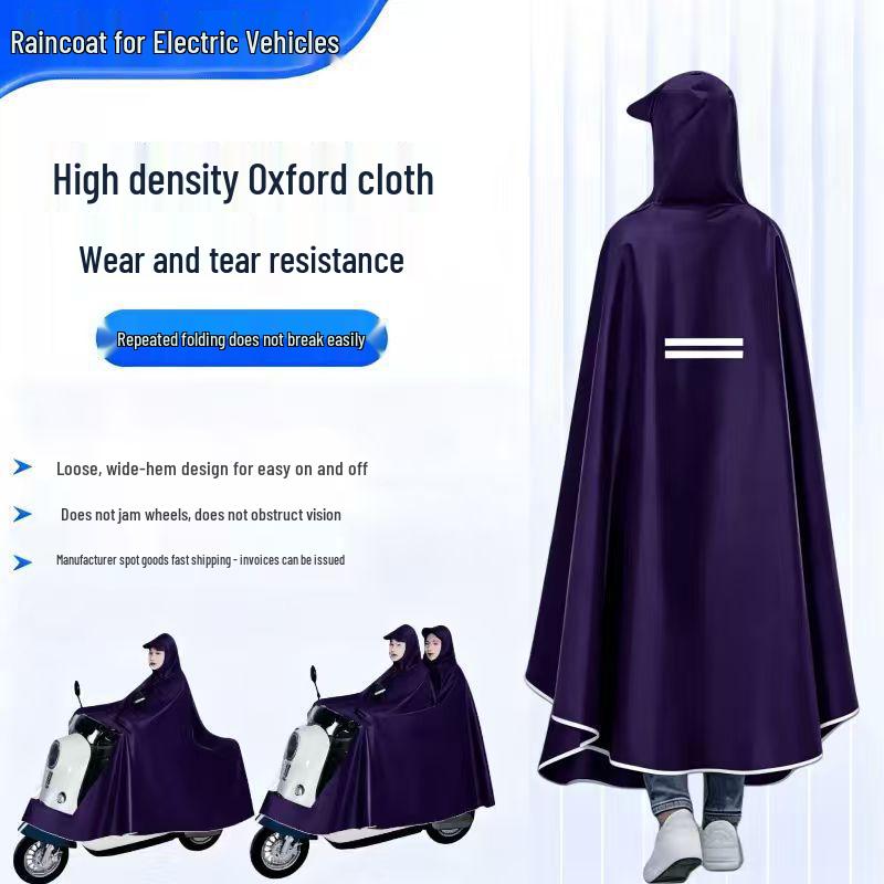 XL Electric Vehicle Raincoat: Anti-Downpour, Full Body Cover for Single/Double Riders, Pedal Motorbike Use