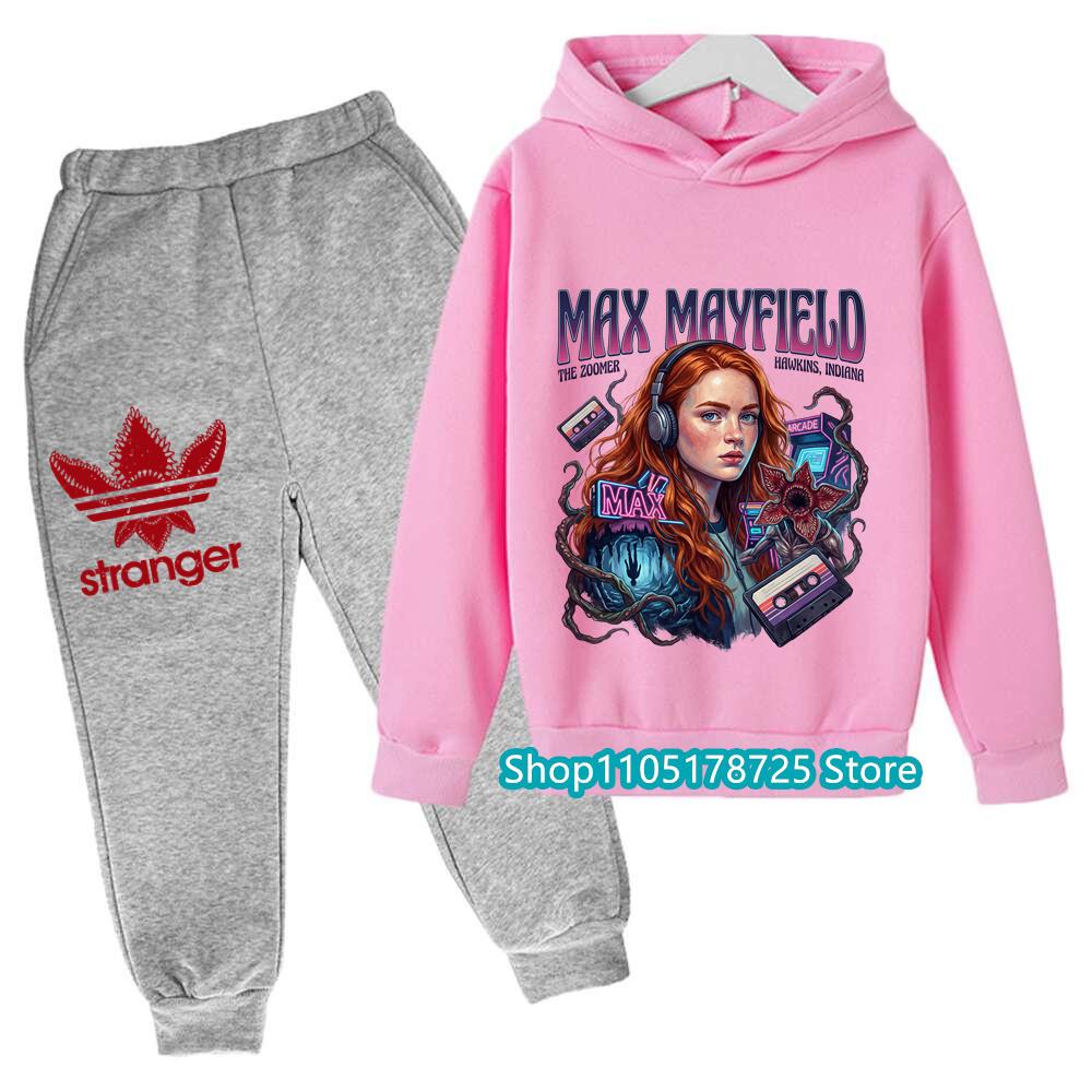 Snygg Huvtröja Set för Barn med Stranger Things Demogorgon Tryck, Bekväma och Trendiga Barnkläder för