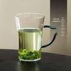 Elegant Thick-Bottom Green Tea Cup with Colored Handle - Heat Resistant for Home or Office Brewing
