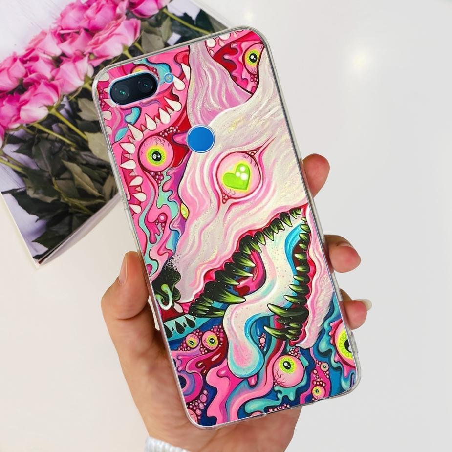 For Xiaomi Mi 8 Lite Case Cute Painted Cover Clear Silicone Phone Case For Xiaomi Mi 8 Lite 8Lite Back Cover 6.26'' Fundas Coque