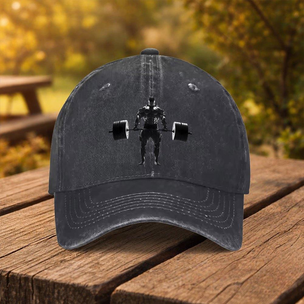 Weightlifting Muscular Man Pattern Printed Baseball Cap Unisex Fashion Duckbill Hat Suitable for Outdoor Sports Fitness Travel