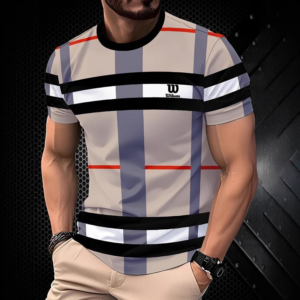Summer new casual men's short-sleeved top digital 3D printing versatile crew neck European size t-shirt