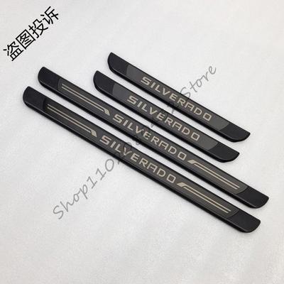 Car Door Sill For Chevrolet Silverado 2016- Welcome Pedal Case Scuff Plate Trim Auto Protector Plates Interior