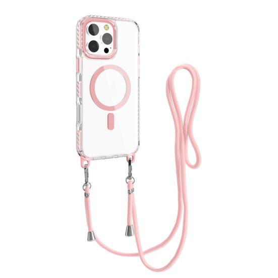 Magnetic Clear Phone Case for IPhone 16 Series Shockproof Crossbody Phone Case with Shoulder Strap Phone Protective Cover Compatible with for MagSafe