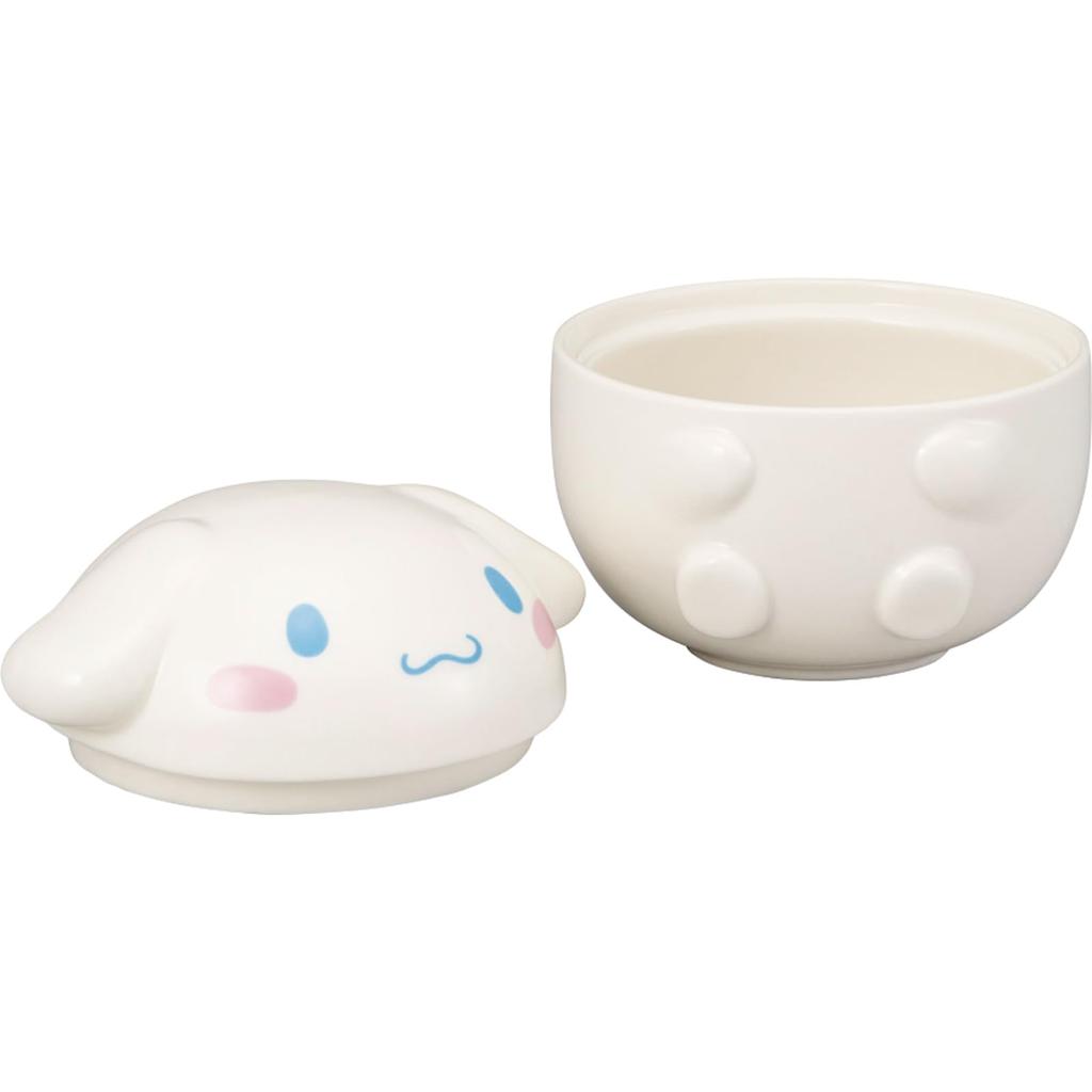 Sanrio "Round Cinnamoroll" 3D Bowl with Lid, Approx. 400ml, Approx. 13 x 13cm, Character Tableware, Goods, White, san4556-2