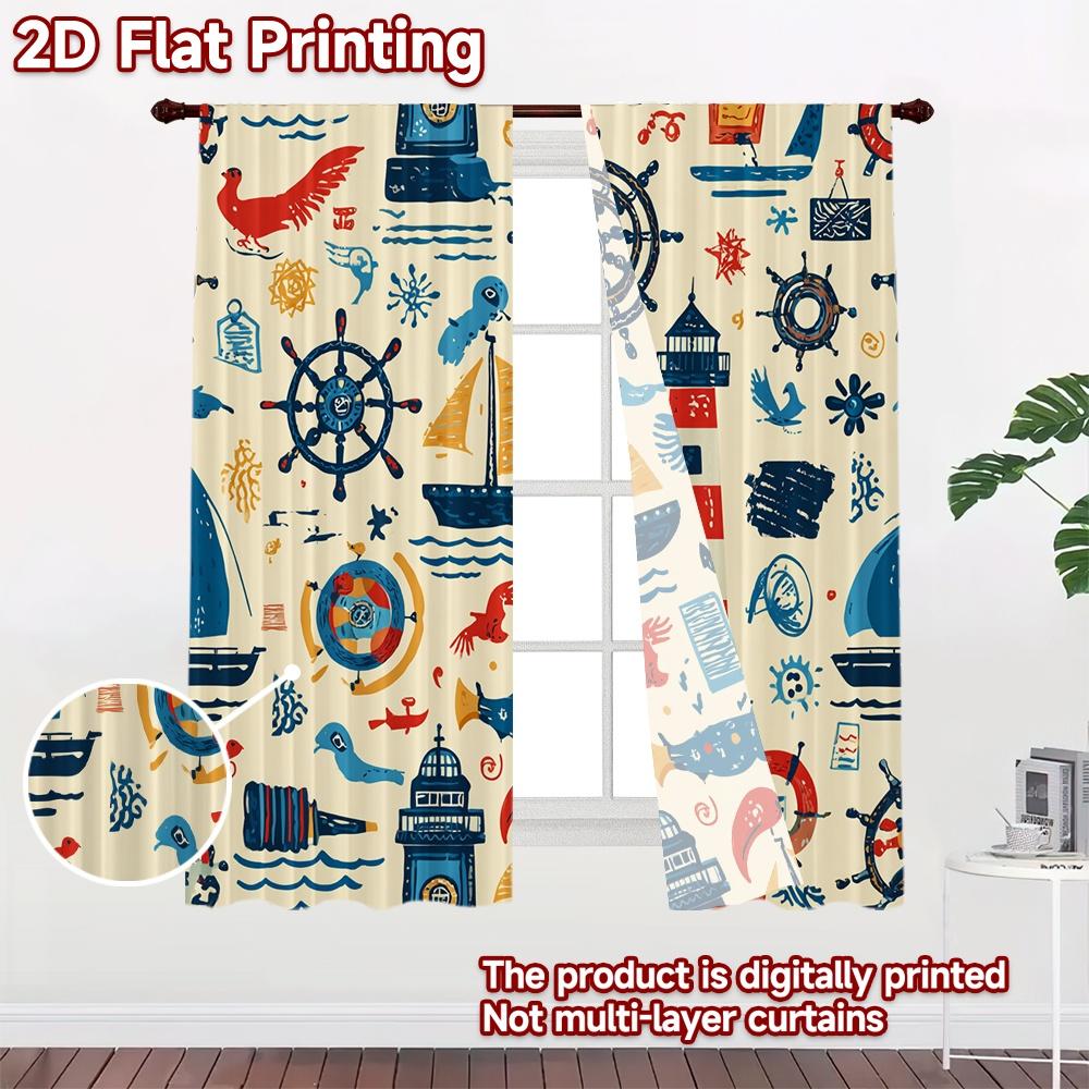 2D FLAT PRINTING 2pcs Curta (easter Decor) Nautical Adventure Design Fashionable Modern Curta Yarn Curta Easter