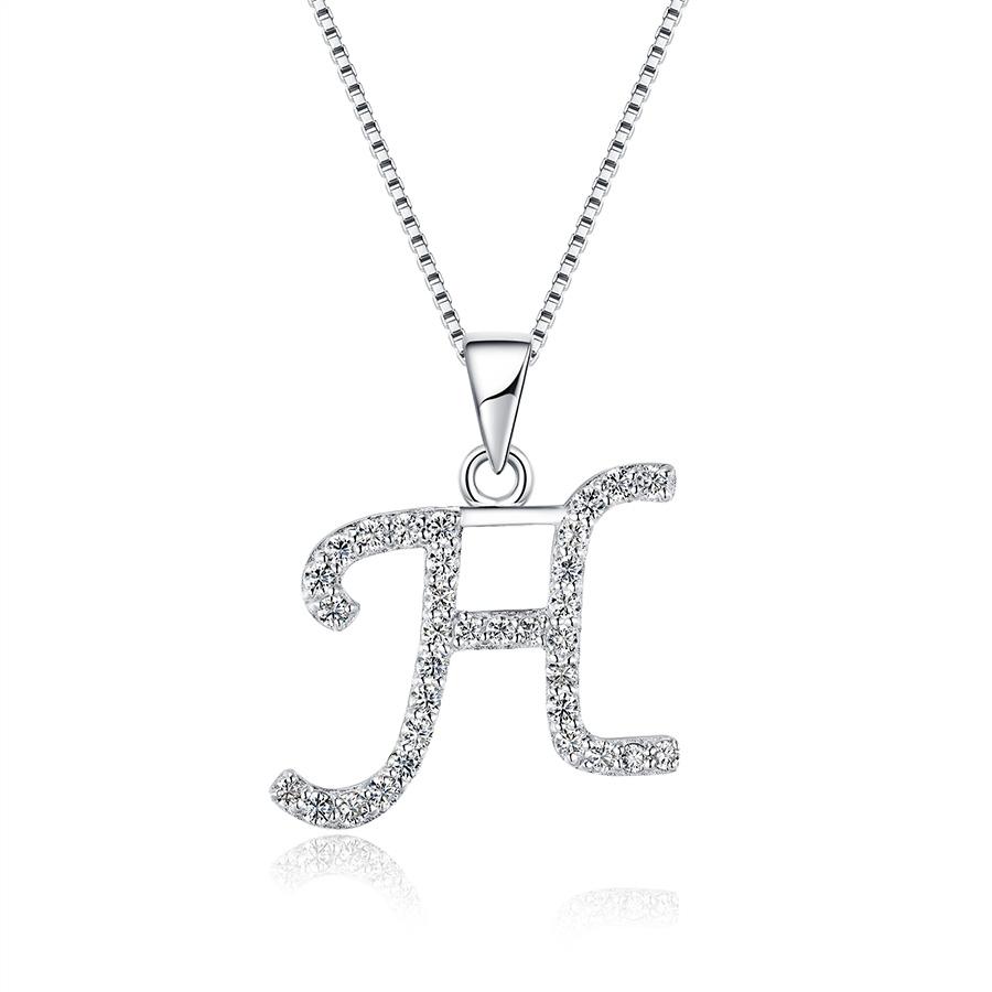 

Муассанит Буква H Серебро 925 пробы с покрытием из белого золота Подвеска Ледяное ожерелье белый