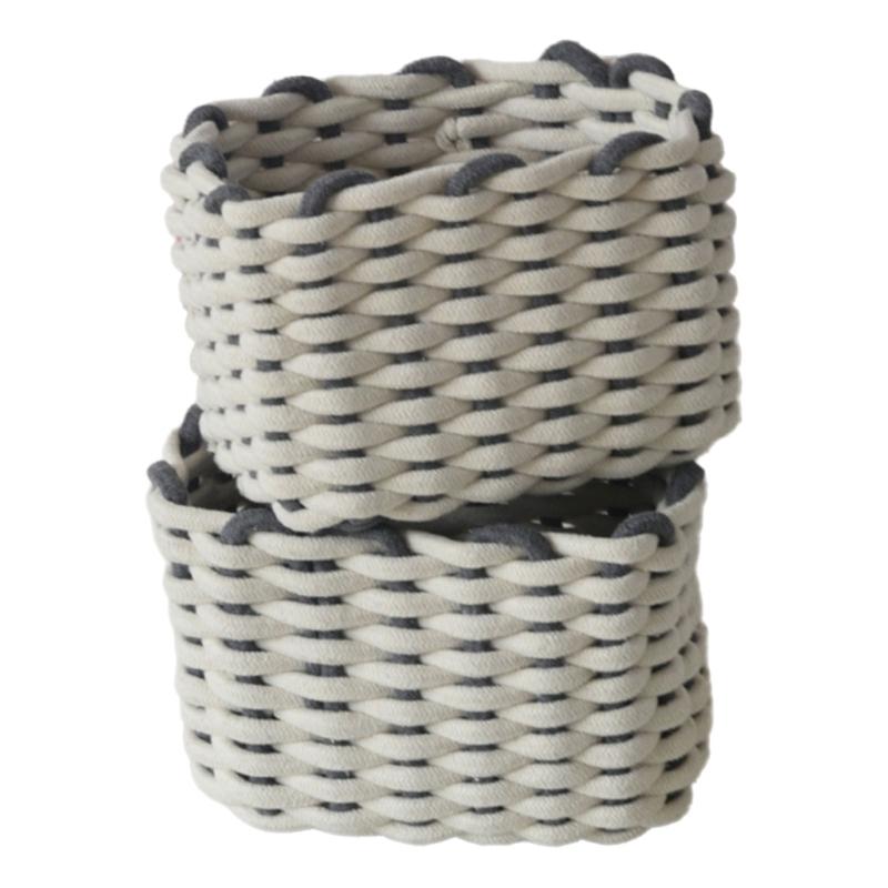 Sturdy Cotton Rope Basket with Handles Practical Woven Storage Holder Baskets For Organizing Clothes Towels And More