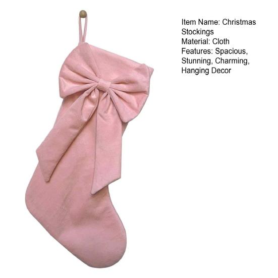 Christmas Stocking Decorations Velvet Stockings with Decorative Bow, Large Xmas Hanging Stylish Indoor Festival Supplies Socks for Fireplace, Mantel,