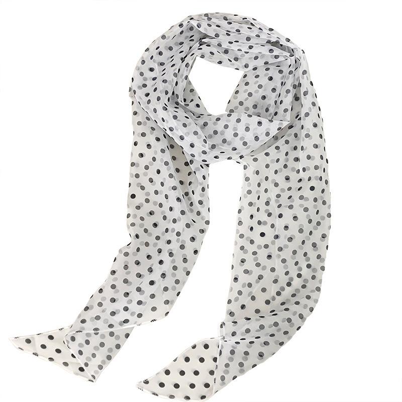 Silk scarf long strip high-end new thin and narrow strip polka dot silk scarf decorative scarf tied bag ribbon versatile belt
