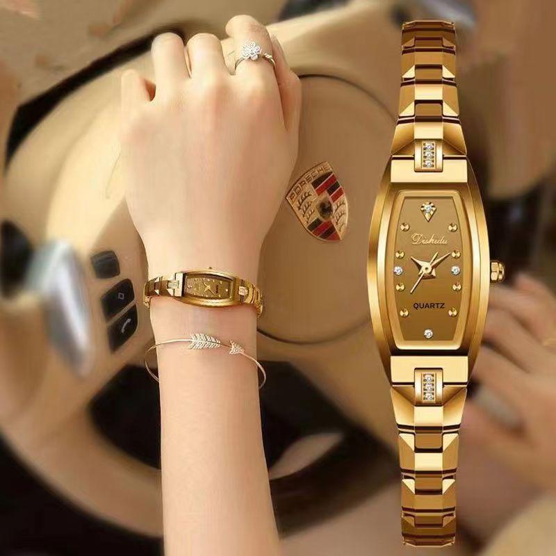 Bracelet Model, Women's Oval Watch, Women's Waterproof Tungsten Steel Color, Compact Temperament