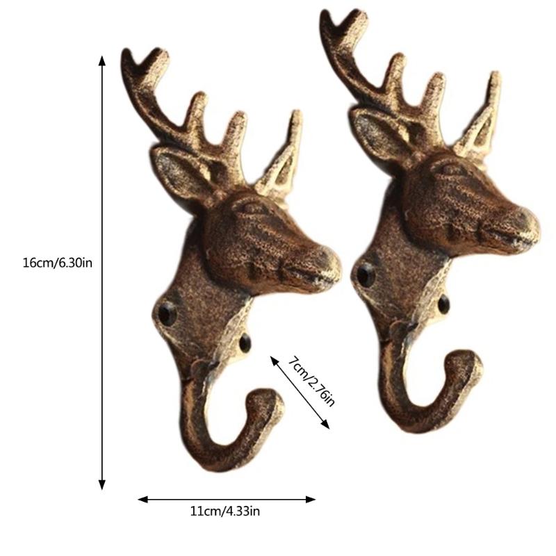 2 Pieces Deer Antler Sturdy Iron Wall Mounted Hook for Kitchen Supplies Bedroom Organizing Elegant Designs Daily Use