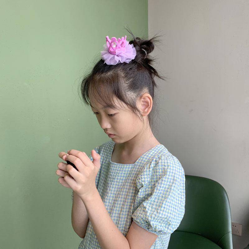 Children's Rhinestone Crown Hair Clips - Korean Style Princess Birthday Accessory