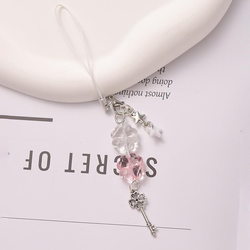 Lucky key handmade beaded mobile phone chain girl heart camera cute bag pendant ins wind small fresh pendant