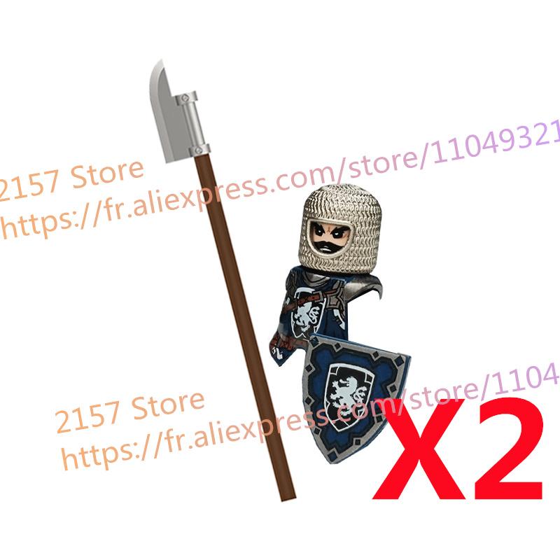 MOC Medieval Figure Building Block Castle Templar Knights Armor Militia Soldiers Gunners Shield Helmet Assembling Brick Toys S26