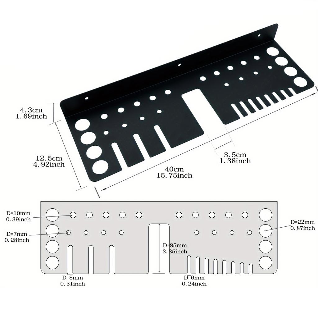 Heavy-Duty Metal Wall-Mounted Tool Organizer Rack - Space-Saving Shelf for Screwdrivers, Pliers, Wrenches, Hammers for Garage