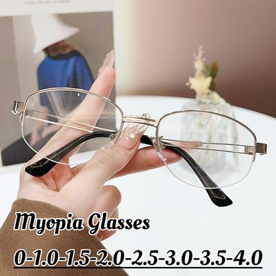 Neutrale Mode Blaulicht-Myopiebrille Neue Retro Ovale Halbrand-Myopiebrille Deluxe HD Blaulichtbrille -4.0