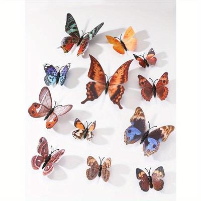 12pz Adesivi Creativi a Farfalla in PVC Stratificati 3D per Casa, Decorazione Romantica per Interni ed Esterni, Ideali per Feste in Giardino, Torte, Pareti