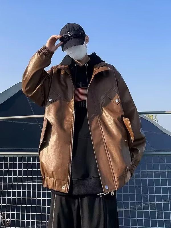 Men's Trendy Cross Retro PU Leather Jacket - Scoundrel Cool Design for Spring/Autumn Street Style & Motorcycle Wear