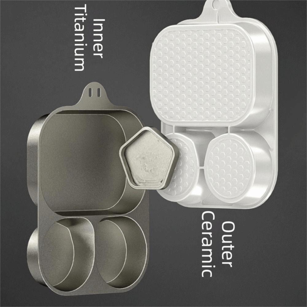 Ergonomic Handle Titanium Omelette Pan 3/4 Grid Pancake Pan Universal Breakfast Frying Pan  Burger