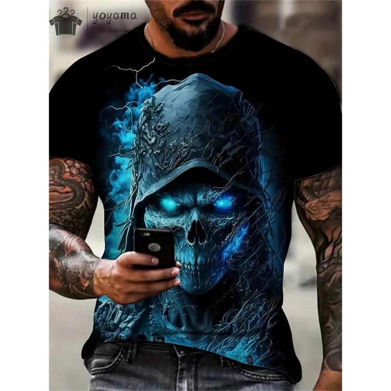 Sommer Straße Horror Totenkopf Spannendes Design 3D Gedruckt Gotisch Hip-Hop Herren