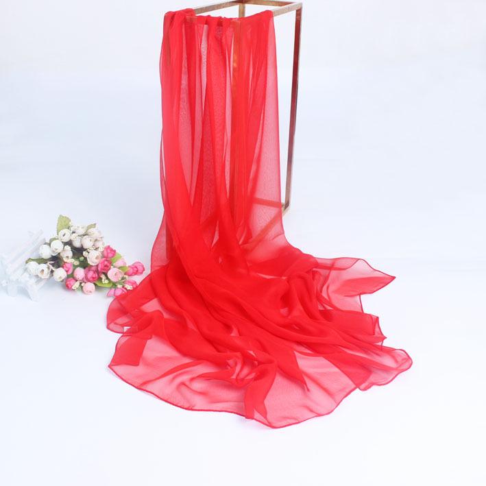 Scarlet Red Silk Scarf: Women's Lightweight Gauze Shawl for Spring/Summer Dancing, Beach or Sunscreen Use