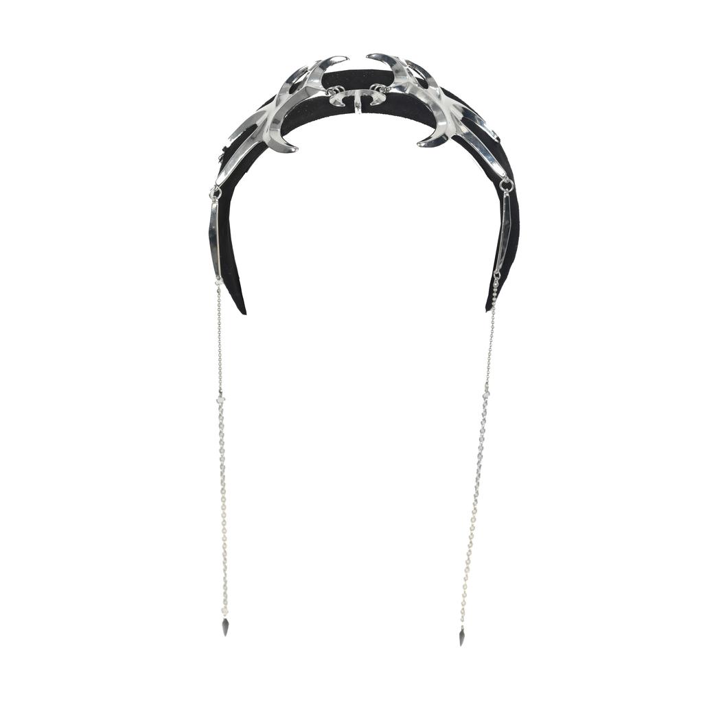 Fascia Y2K Catena Metallica Argento Liquido Accessorio Capelli Rock alla Moda Cyberpunk Futuristica Fascia per Capelli da Donna Copricapo Rave