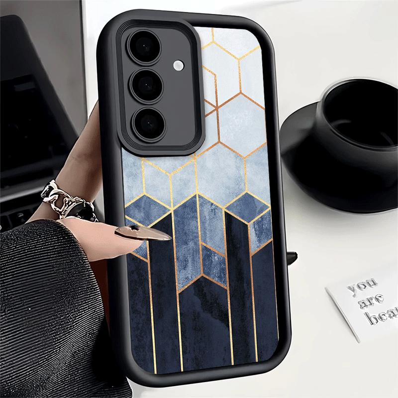 Phone Case for Samsung Galaxy S26 S25 Ultra S24 FE Geometric Marble Pattern Shell S23 Plus S22 + S21 S20 5G Soft Silicone Funda
