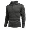 Mens Long Sleeve Zip Up Solid Casual Polo Shirt
