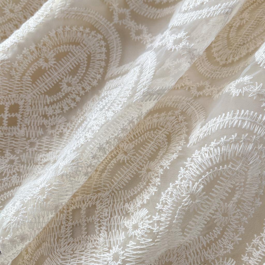 High Quality Runway Design Embroidered Beaded Round-Neck Wedding Dress for Women Summer Lace Crochet Slim Pleated Dress