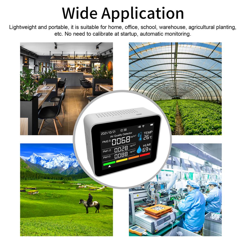 Inomhus   Kvalitetsskärm 12 Funktioner WiFi Termometer Hygrometer WiFi för   Smart App med 2,8  Färgdisplay Stöd för Larmfunktion CO2 Celsius