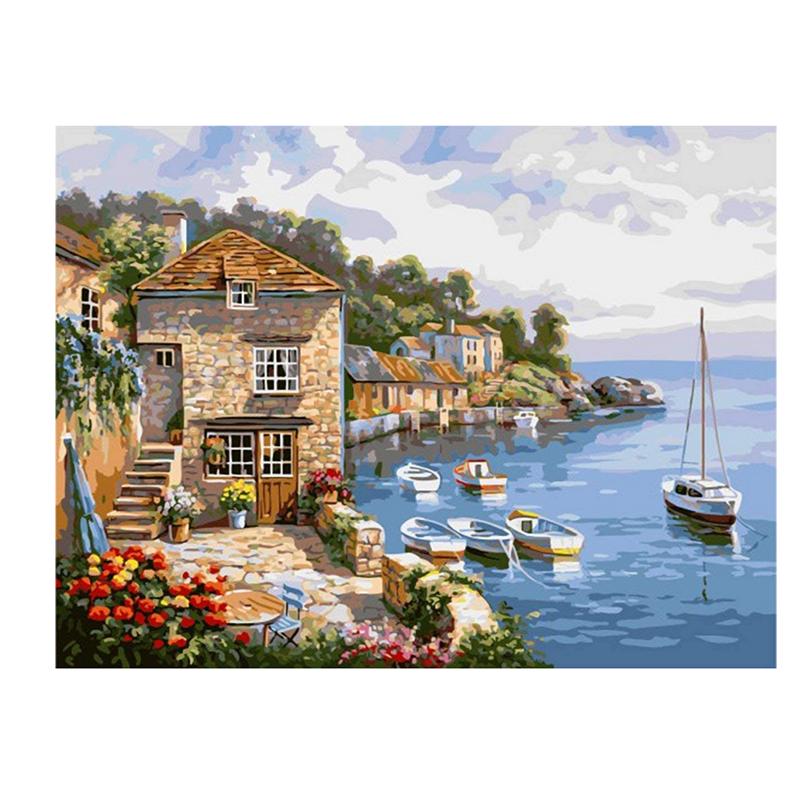 5D Diamond Painting Landscape Sunset Sea View Full Round Diamond Embroidery Cross Stitch Painting Mosaic Home Decor Gift
