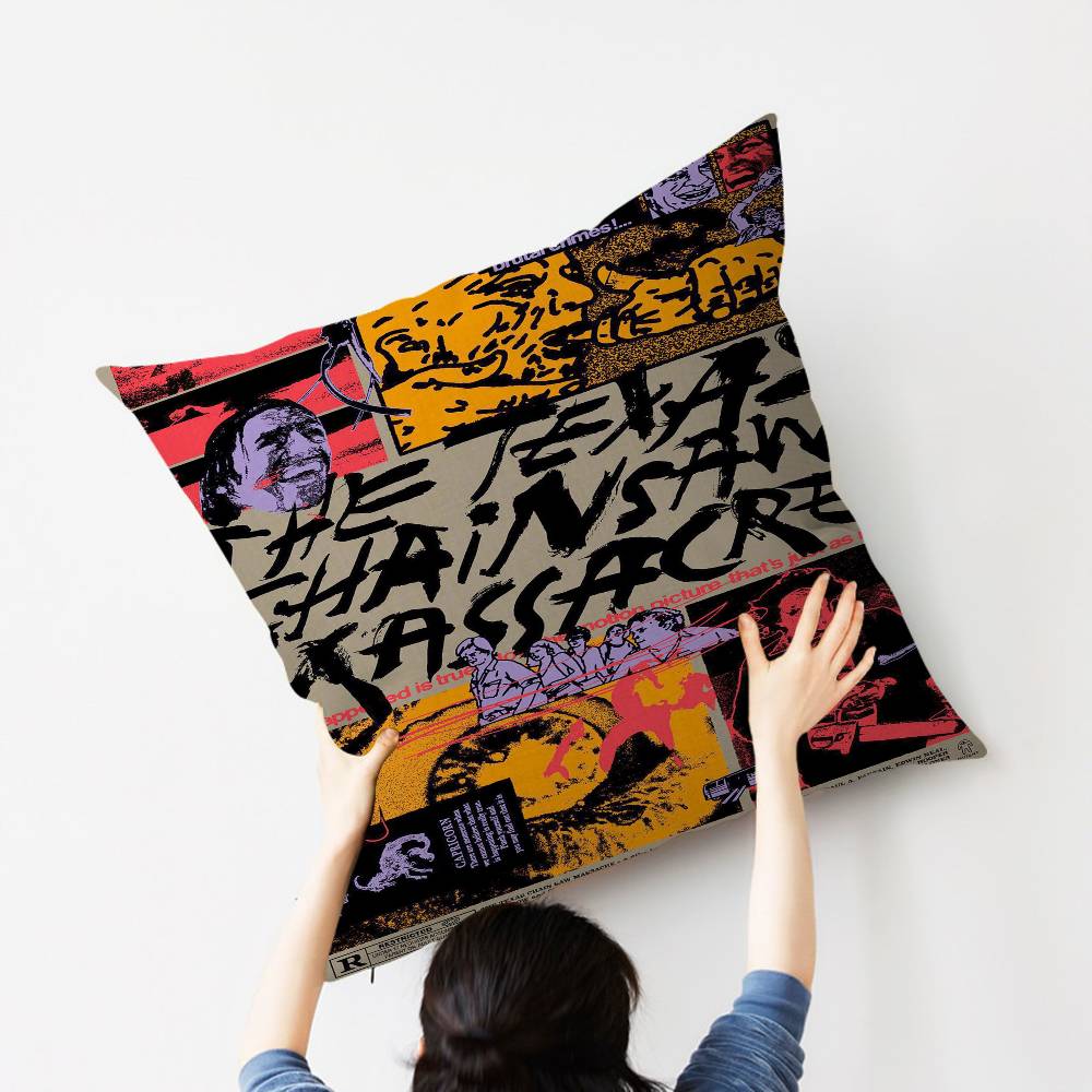 Movie T-Texas C-Chainsaw M-Massacre Pillow Cushion Cover Pillowcase Living Room Sofa Home Decor Customized