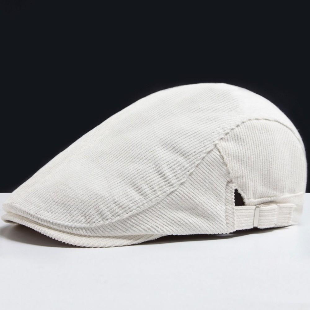 

Casual Corduroy Beret Hat Solid Color Thick Warm Women s Flat Hat Adjustable Front Back Wear Newsboy Cap