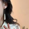 Vintage French Textured Pearl Water Drop Earrings Elegant Two-Wear Long Stud Earrings Dress Earrings