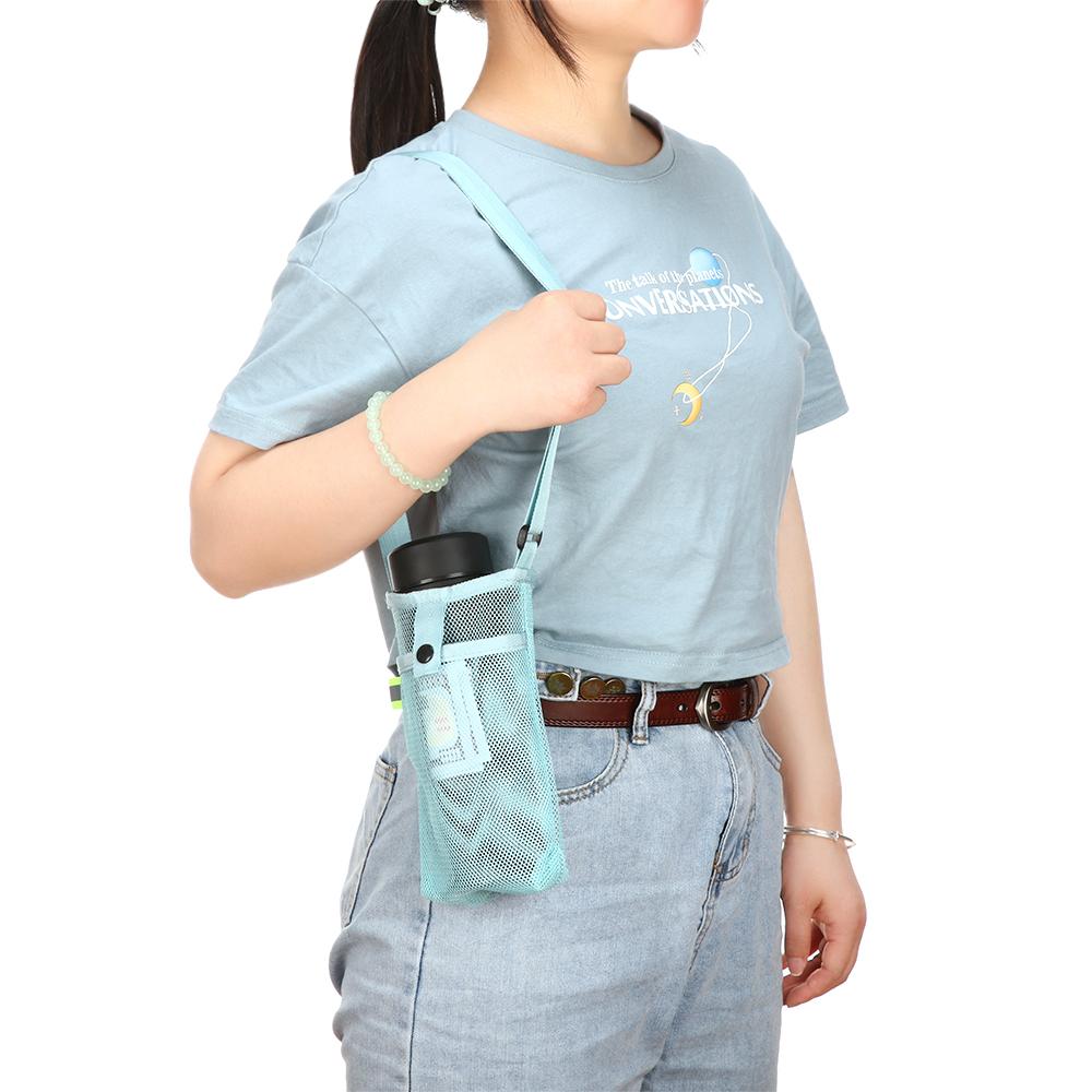 Useful Visible Bag With Strap Sport Water Bottle Cover Mobile Phone Bag Mesh Cup Pouch Cup Sleeve