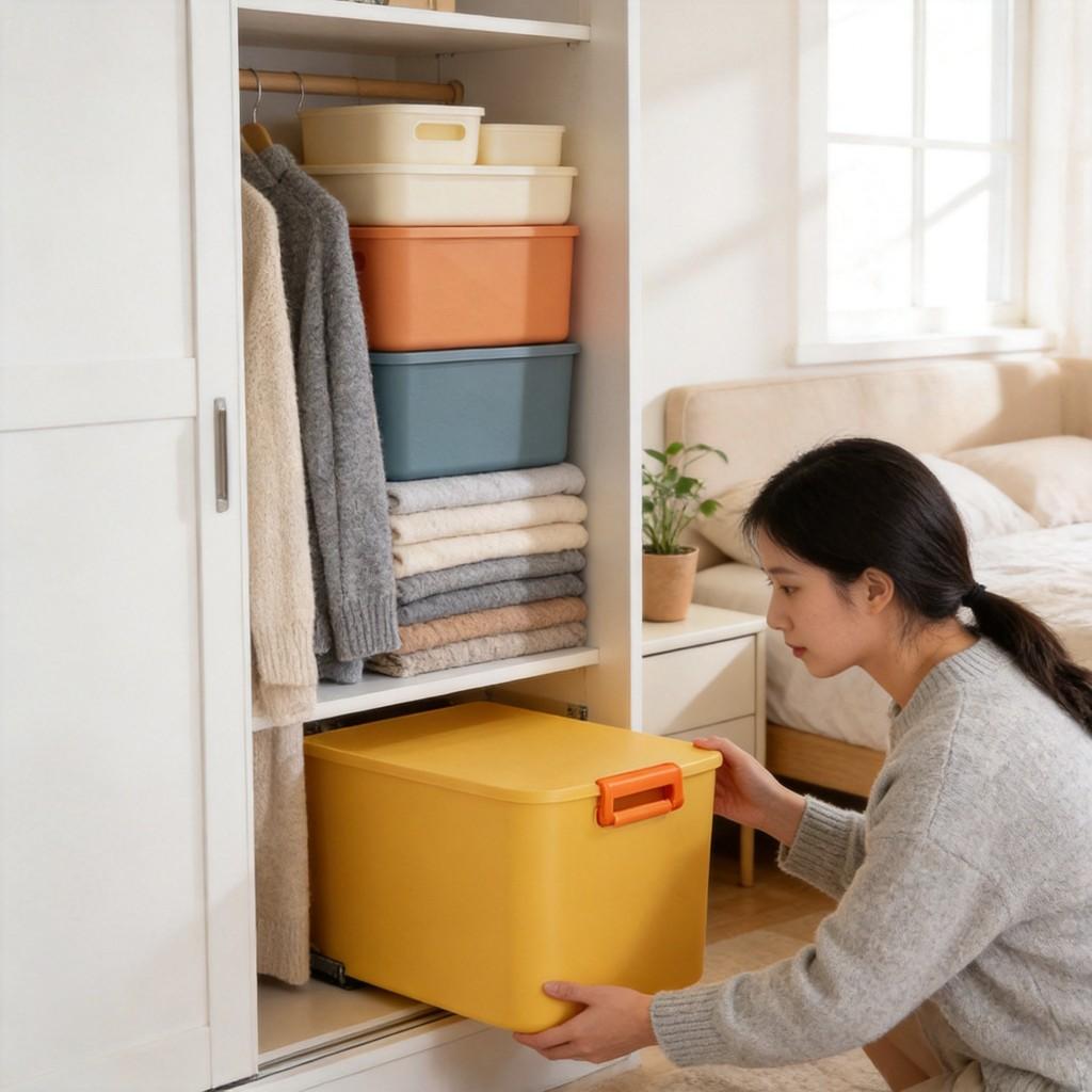 Modern Plastic Storage Bin With Lid For Home Office Organizing And Toy Collection